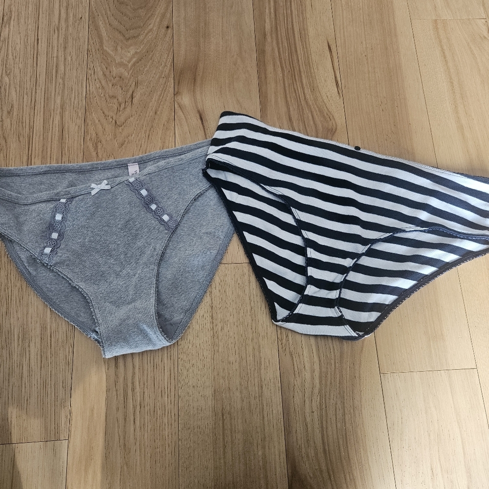 Victoria's Secret Kids Gray and Striped Underwear Set
